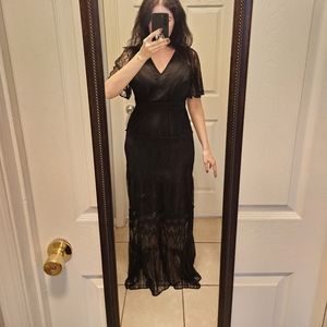 Black Lace Maxi Dress Victorian Goth Boho